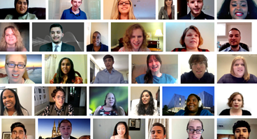 Small screen shots of a number of scholarship winners in a collage
